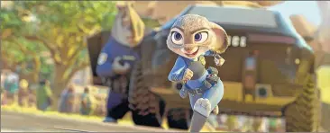  ?? WALT DISNEY STUDIOS ?? Judy Hopps (voice of Ginnifer Goodwin) believes anyone can be anything, including the first bunny police officer in “Zootopia” in the new Disney animated movie.
