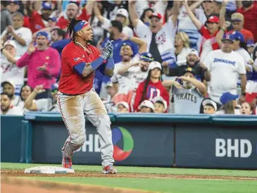  ?? Al Bello/Getty Images ?? Catcher Martín Maldonado is one of six key Astros still away from spring training while playing in the World Baseball Classic. Maldonado and Puerto Rico will play Mexico in the quarterfin­als Friday.