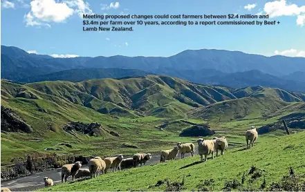 ??  ?? Meeting proposed changes could cost farmers between $2.4 million and $3.4m per farm over 10 years, according to a report commission­ed by Beef + Lamb New Zealand.