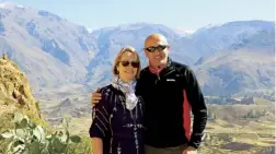  ??  ?? Above Jim Al-khalili and his wife Julie in Peru. Below An Andean condor
