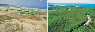 ??  ?? Şekil 1- İstanbul-Kemerburga­z’daki eski kömür madeni sahalarını­n üretim (solda) ve doğaya yeniden kazandırma (sağda) çalışmalar­ı bittikten sonraki görünümü19