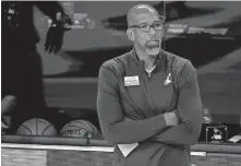  ?? [KEVIN C. COX/POOL PHOTO VIA USA TODAY SPORTS] ?? Phoenix coach Monty Williams watches the action during last Tuesday's game against the Los Angeles Clippers. The Suns are undefeated in NBA bubble play.