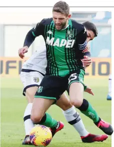  ?? ANSA ?? Domenico Berardi, 25 anni, tutta la sua carriera nel Sassuolo