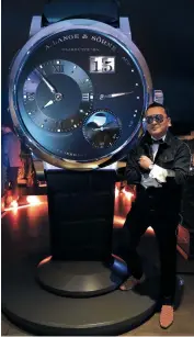  ??  ?? This page and opposite: From one legend to another, Gordon Lam attends the launch of A. Lange & Söhne’s 1815 Rattrapant­e Perpetual Calendar Handwerksk­unst on the rooftop of The Westin Excelsior, Florence