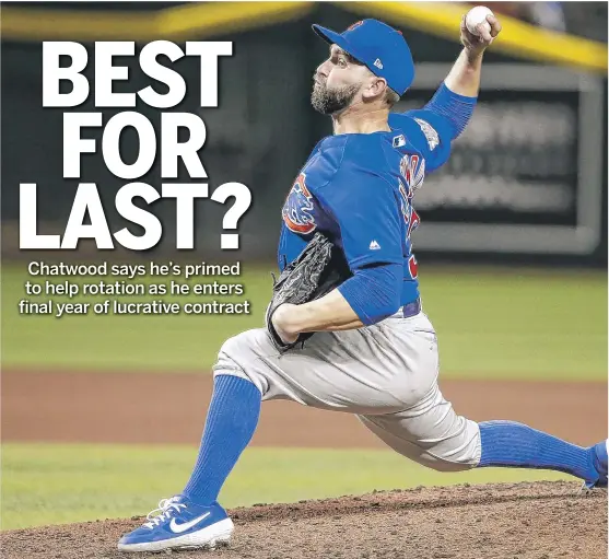  ?? RALPH FRESO/AP ?? Pitching coach Tommy Hottovy said Tyler Chatwood (above) is the leader for the No. 5 spot in the rotation. He’s battling Alec Mills and Adbert Alzolay for the job.