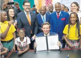  ?? ORLANDO SENTINEL ?? Gov. Ron DeSantis unveiled a plan to boost pay for all new teachers to $47,500, but it faces a tricky path through the Legislatur­e.