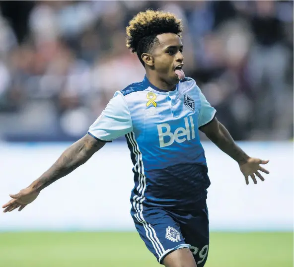  ?? — CP FILES ?? Vancouver Whitecaps midfielder Yordy Reyna scored the game-winning goal against the Colorado Rapids and also set up Fredy Montero for Vancouver’s opening goal during a 2-1 victory Saturday at B.C. Place that kept the Whitecaps in first place in the West.