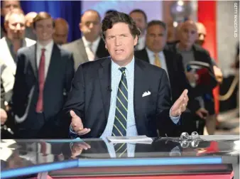  ?? ?? A lawsuit against Fox News by Dominion Voting Systems contends that Tucker Carlson tried to ‘‘thread the needle’’ on election fraud. He publicly stated that attorney Sidney Powell had never provided evidence to back up her claims. “On the other hand, he did not say what he believed privately — that she was lying,” Dominion said.