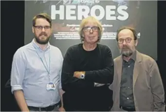  ??  ?? At the screening of a Concert for Heroes at New College Durham, Stuart Drummond, Ian Krause and Neil Griffin.