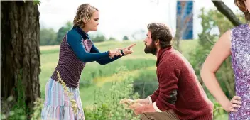  ??  ?? Simmonds (left) sharing a scene with Krasinski in the sci-fi thriller A Quiet Place. — Paramount Pictures