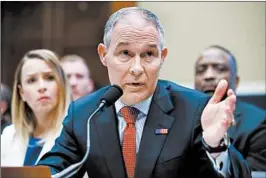  ?? ALEX BRANDON/AP ?? EPA chief Scott Pruitt, seen testifying Thursday, said: “Facts are facts, fiction is fiction.”