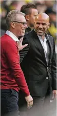  ?? FOTO: IMAGO ?? Peter und Peter: Stöger (li.) und Bosz beim Duell in Dortmund.