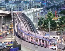  ??  ?? The first large PPP Metro project of Hyderabad ( pictured) has faced cost overruns, compelling the concession­aire, Larsen & Toubro, to ask for compensati­on