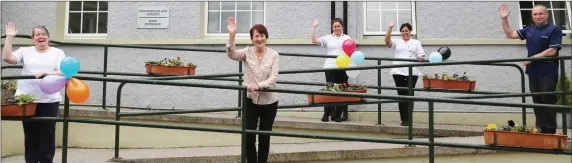  ??  ?? Noreen, Margaret, Sarah, Iva, and Oliver celebratin­g Internatio­nal Nurses Day at Millstreet Community Hospital.