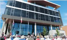  ?? GAVIN YOUNG ?? Calgary Mayor Naheed Nenshi speaks at the Royal Canadian Legion Branch 264 building’s official opening ceremony in Kensington.