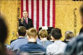  ?? WILLIAM WIDMER / THE NEW YORK TIMES ?? U.S. Senate candidate Roy Moore, shown at a campaign event Thursday in Dora, Ala., got a strong endorsemen­t Monday from President Donald Trump despite accusation­s Moore had inappropri­ate relations with underage girls.
