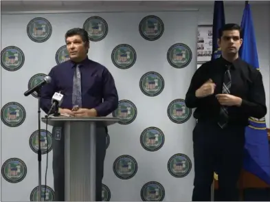  ?? LIVESTREAM SCREENSHOT ?? Madison County Director of Public Health Eric Faisst speaking at a press briefing on May 1 regarding COVID-19.