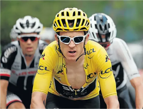  ?? Picture: Reuters ?? With Chris Froome’s hold on cycling’s greatest contest now seemingly broken, he returns to a supporting role for teammate Geraint Thomas, above.