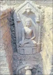  ?? HT PHOTO ?? One of the five sculptures of Gautam Buddha found during excavation.