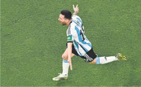  ?? // EFE ?? Messi celebra su gol liberador, el primero de Argentina