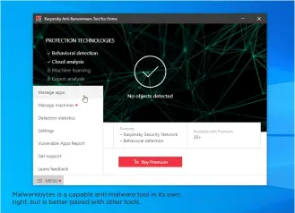  ??  ?? Malwarebyt­es is a capable anti-malware tool in its own right, but is better paired with other tools.