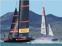  ?? PHOTO: GETTY IMAGES ?? Luna Rossa competes against American Magic in Prada Cup semifinal two on Auckland Harbour yesterday.