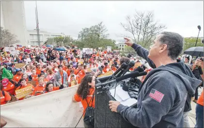  ?? AP PHOTO ?? Former Miami Beach mayor Philip Levine speaks to the protesters that marched to the Florida Capitol for the Rally in Tally in Tallahasse­e, Fla., Monday.