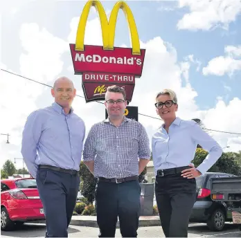  ?? ?? Local McDonald’s leadership — Scott Moller, Cameron Hay and Helen Fitzgibbon.