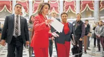  ?? Chip Somodevill­a / Getty Images ?? House Speaker Nancy Pelosi sent a letter to President Donald Trump asking him to postpone his State of the Union speech until after the partial federal government shutdown has ended.