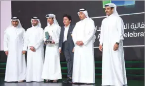  ??  ?? Some of the winners with HE the Prime Minister and Interior Minister Sheikh Abdullah bin Nasser bin Khalifa al-Thani and other dignitarie­s.