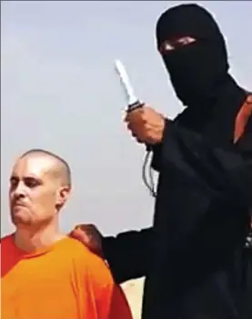  ??  ?? Terror: US hostage James Foley is threatened by Jihadi John in a video in August last year. His killing by the Briton shocked the world