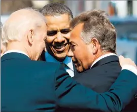  ?? Mark Wilson Getty Images ?? A SPOKESMAN said the Obama administra­tion, rather than signing an executive order, wants Congress to pass a broader ban on discrimina­tion against gays. But Speaker John A. Boehner, right, has said he won’t bring it up for a House vote.