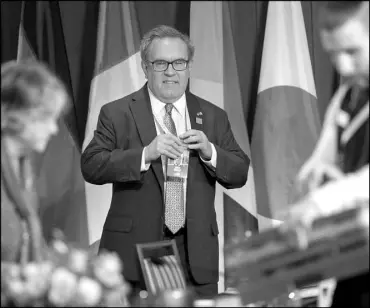  ?? ANDREW VAUGHAN / THE CANADIAN PRESS VIA AP ?? Andrew Wheeler, the acting administra­tor of the Environmen­tal Protection Agency, attends the G7 environmen­t, oceans and energy ministers meeting Sept. 19 in Halifax, Nova Scotia.