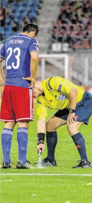  ?? BILD: SN/GEPA/LERCH ?? Der Freistoßsp­ray hält bald Einzug in die heimische Liga.