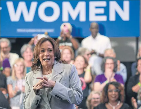  ?? ?? STRATEGICA­LLY DEPLOYED: Vice President Kamala Harris speaks about Florida’s new six-week abortion ban during in Jacksonvil­le, Florida.