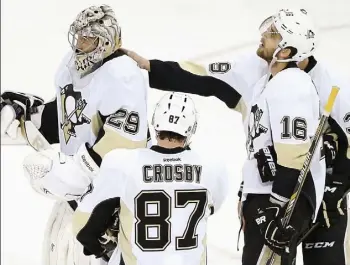  ?? Julie Jacobson/Associated Press ?? With stars such as Sidney Crosby and Marc-Andre Fleury, Penguins coach Mike Johnston said he believes the team will be back in good shape next season.