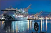  ?? REUTERS ?? The Grand Princess cruise ship, carrying passengers who have tested positive for Covid-19, at the Port of Oakland, California.