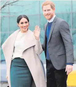  ??  ?? On duty: Prince Harry and Meghan Markle during a visit to Belfast earlier this year, and (below) the Duchess of Cambridge