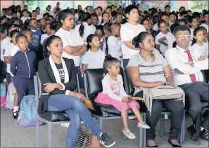  ??  ?? Esselen Heights Primary School held a tribute to Rinaldo Kubair this week. His mother, Lynnette Kubair, seated at the left in front, could not hold back her tears as his Grade 2C class recited a poem. Also in front are Tracy Sinayhakh, the boy’s grandmothe­r, and Vicky Naidoo, the principal.