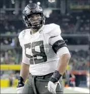  ?? Ron Jenkins Associated Press ?? PENEI SEWELL, who anchored Oregon’s offensive line, will help protect Jets quarterbac­k Sam Darnold.
