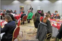  ?? LAUREN HALLIGAN — LHALLIGAN@DIGITALFIR­STMEDIA.COM ?? Tourism industry leaders and legislativ­e representa­tives gather for a roundtable breakfast event held Thursday morning at the Albany Marriott.