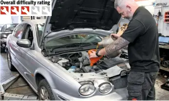  ??  ?? Equipment required › Jack › axle stands › oil tray › sockets/spanners › Allen keys › Torx bits › flat-head and crosshead screwdrive­rs › wheel brace › pry bars › oil filter wrench › antifreeze hydrometer › electronic brake/clutch fluid strength checker › battery tester › hammers › brake caliper windback tool › water pump pliers › wire brush › abrasive paper › brake grease › spray grease › tyre pump › torch › torque wrench › rags for cleaning › disposable gloves Overall difficulty rating