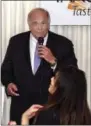  ??  ?? Former Gov. Ed Rendell joined Tasty Talks speaker Lucy Noland and auctioned off lunch with he and Noland, raising $1,500 for Non-lethal Options for Animals.