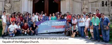  ??  ?? The 61 caravaneer­s in front of the intricatel­y detailed façade of the Miagao Church.