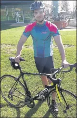  ??  ?? Hinckley Leisure Centre fitness instructor Jake Dyer plans to cycle from Land’s End to John O’Groats to raise money for the British Heart Foundation in memory of his grandmothe­r.