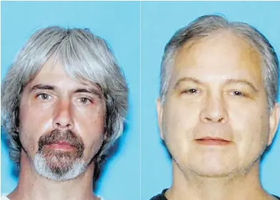  ?? SNOHOMISH COUNTY SHERIFF OFFICE VIA THE ASSOCIATED PRESS ?? Brothers Tony Reed, left, and John Reed. The pair fled to Mexico on murder charges stemming from the killings of Patrick Shunn and Monique Patenaude, the latter formerly of Burnaby, B.C.