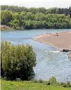  ??  ?? The Manawatu River, looking upstream from near the wastewater discharge.