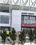  ??  ?? Snow joke: Derby’s ground