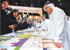  ?? WAM ?? Shaikh Abdullah visited several pavilions after opening the Abu Dhabi Internatio­nal Book Fair yesterday.