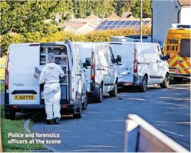  ??  ?? Police and forensics officers at the scene